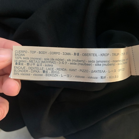 NWT Massimo Dutti Black Lace Trim V Neck Dress 10 - Picture 7 of 7